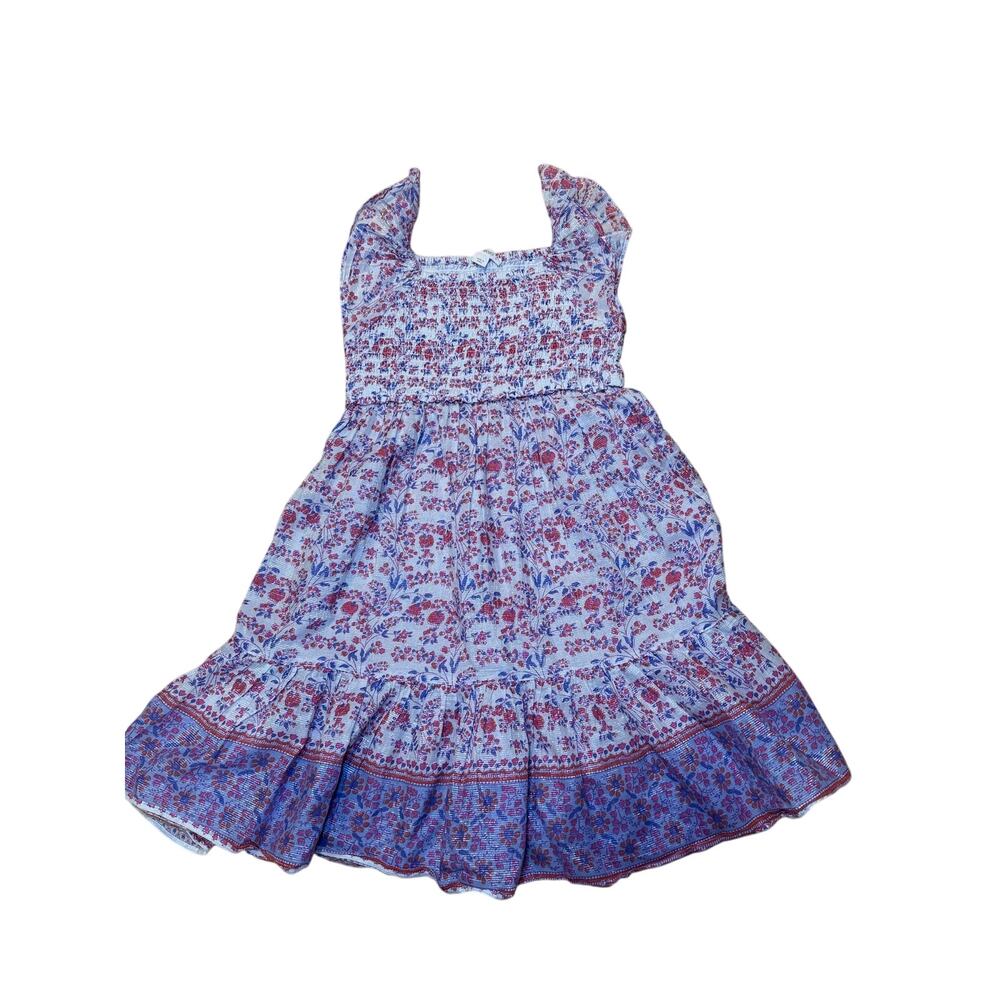 Crewcuts Girls Size 6 Floral Smocked Dress Boho Tiered Puff Sleeve Cottagecore